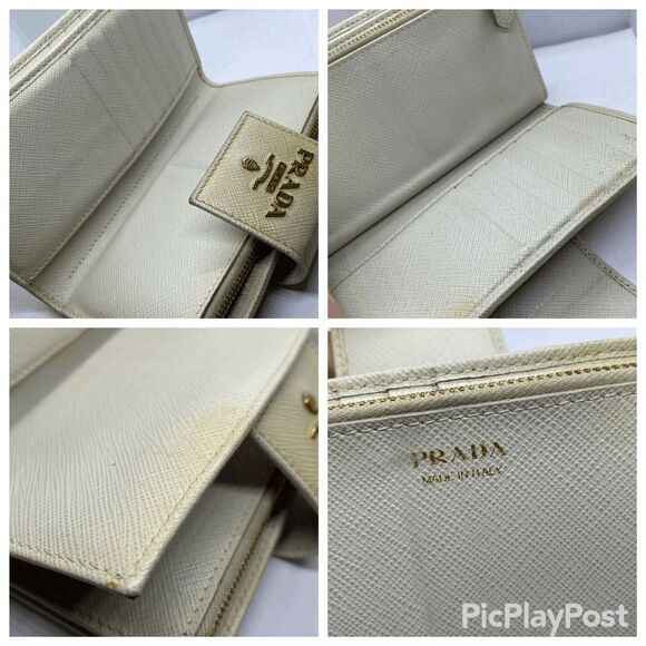 Authentic Prada Beige Saffiano Leather Wallet w/ Original Authenticity Card & Bo - Picture 3 of 16
